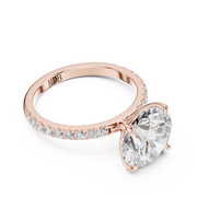 Hidden Halo Engagement Ring on a Pavé Band