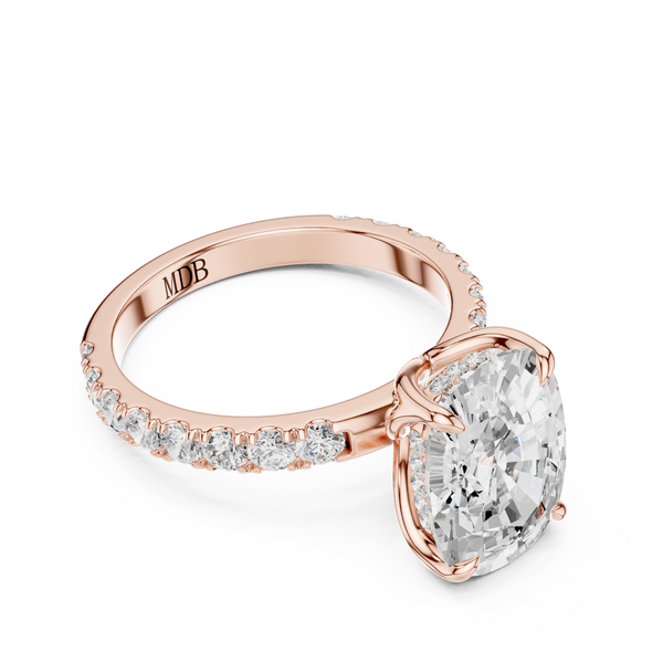 Tulip Head Hidden Halo Engagement Ring