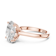 Cathedral Tulip Engagement Ring with Diamond Bridge