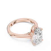Cathedral Tulip Engagement Ring with Diamond Bridge
