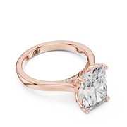 Cathedral Tulip Engagement Ring with Diamond Bridge