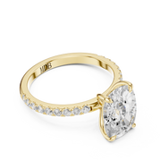Hidden Halo Engagement Ring on a Pavé Band