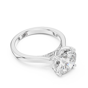 Cathedral Tulip Engagement Ring with Diamond Bridge