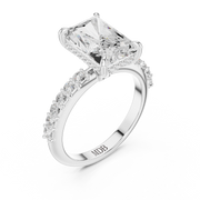 Diamond Accented Hidden Halo Engagement Ring