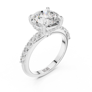 Diamond Accented Hidden Halo Engagement Ring