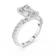 Diamond Accented Hidden Halo Engagement Ring