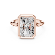 Cathedral Bezel Set Engagement Ring with Diamond Bridge