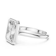 Cathedral Bezel Set Engagement Ring with Diamond Bridge