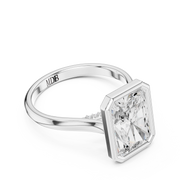 Cathedral Bezel Set Engagement Ring with Diamond Bridge