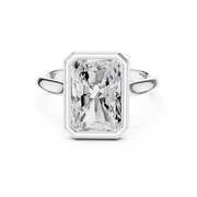 Cathedral Bezel Set Engagement Ring with Diamond Bridge