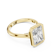 Cathedral Bezel Set Engagement Ring with Diamond Bridge