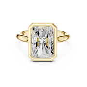 Cathedral Bezel Set Engagement Ring with Diamond Bridge