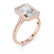 Cathedral Bezel Set Engagement Ring with Diamond Bridge