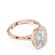 Cathedral Bezel Set Engagement Ring with Diamond Bridge