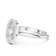 Cathedral Bezel Set Engagement Ring with Diamond Bridge