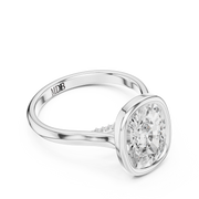 Cathedral Bezel Set Engagement Ring with Diamond Bridge