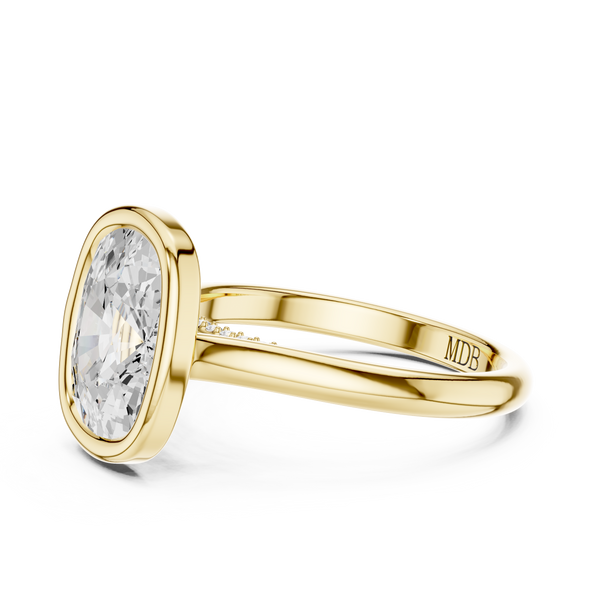 Cathedral Bezel Set Engagement Ring with Diamond Bridge