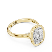 Cathedral Bezel Set Engagement Ring with Diamond Bridge