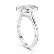 Cathedral Bezel Set Engagement Ring with Diamond Bridge