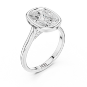Cathedral Bezel Set Engagement Ring with Diamond Bridge