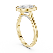 Cathedral Bezel Set Engagement Ring with Diamond Bridge