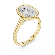 Cathedral Bezel Set Engagement Ring with Diamond Bridge