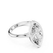 Cathedral Bezel Set Engagement Ring with Diamond Bridge