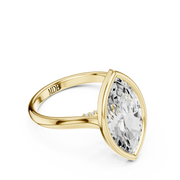 Cathedral Bezel Set Engagement Ring with Diamond Bridge