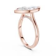Cathedral Bezel Set Engagement Ring with Diamond Bridge