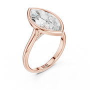 Cathedral Bezel Set Engagement Ring with Diamond Bridge