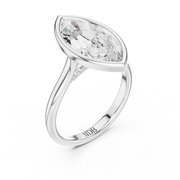 Cathedral Bezel Set Engagement Ring with Diamond Bridge