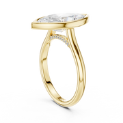 Cathedral Bezel Set Engagement Ring with Diamond Bridge