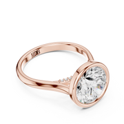 Cathedral Bezel Set Engagement Ring with Diamond Bridge