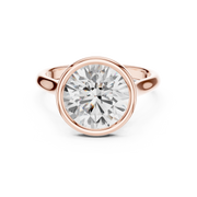 Cathedral Bezel Set Engagement Ring with Diamond Bridge