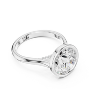 Cathedral Bezel Set Engagement Ring with Diamond Bridge