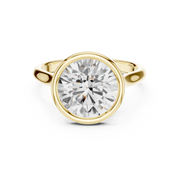 Cathedral Bezel Set Engagement Ring with Diamond Bridge