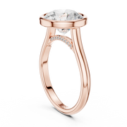 Cathedral Bezel Set Engagement Ring with Diamond Bridge