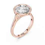 Cathedral Bezel Set Engagement Ring with Diamond Bridge