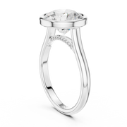 Cathedral Bezel Set Engagement Ring with Diamond Bridge
