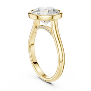 Cathedral Bezel Set Engagement Ring with Diamond Bridge