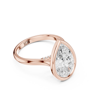 Cathedral Bezel Set Engagement Ring with Diamond Bridge