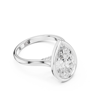 Cathedral Bezel Set Engagement Ring with Diamond Bridge