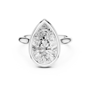 Cathedral Bezel Set Engagement Ring with Diamond Bridge