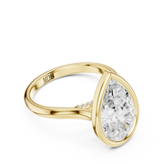 Cathedral Bezel Set Engagement Ring with Diamond Bridge