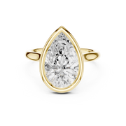 Cathedral Bezel Set Engagement Ring with Diamond Bridge