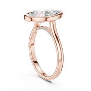 Cathedral Bezel Set Engagement Ring with Diamond Bridge