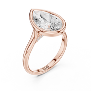 Cathedral Bezel Set Engagement Ring with Diamond Bridge