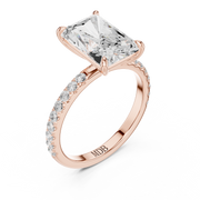 Hidden Halo Engagement Ring on a Pavé Band