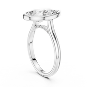 Cathedral Bezel Set Engagement Ring with Diamond Bridge