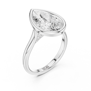 Cathedral Bezel Set Engagement Ring with Diamond Bridge